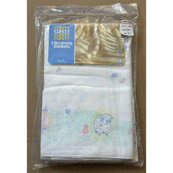 Curity Other - Vintage Curity Receiving Blankets Lamb Print 100% Cotton 30"x40” Made In USA